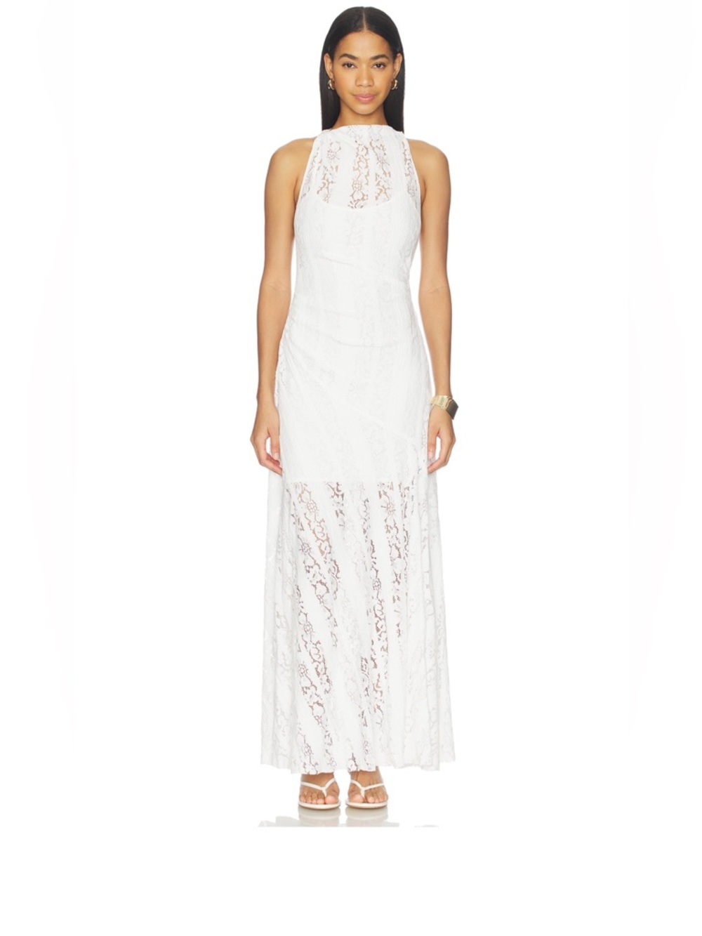 Bec & Bridge Henrietta High Neck Maxi Dress in White Size 4